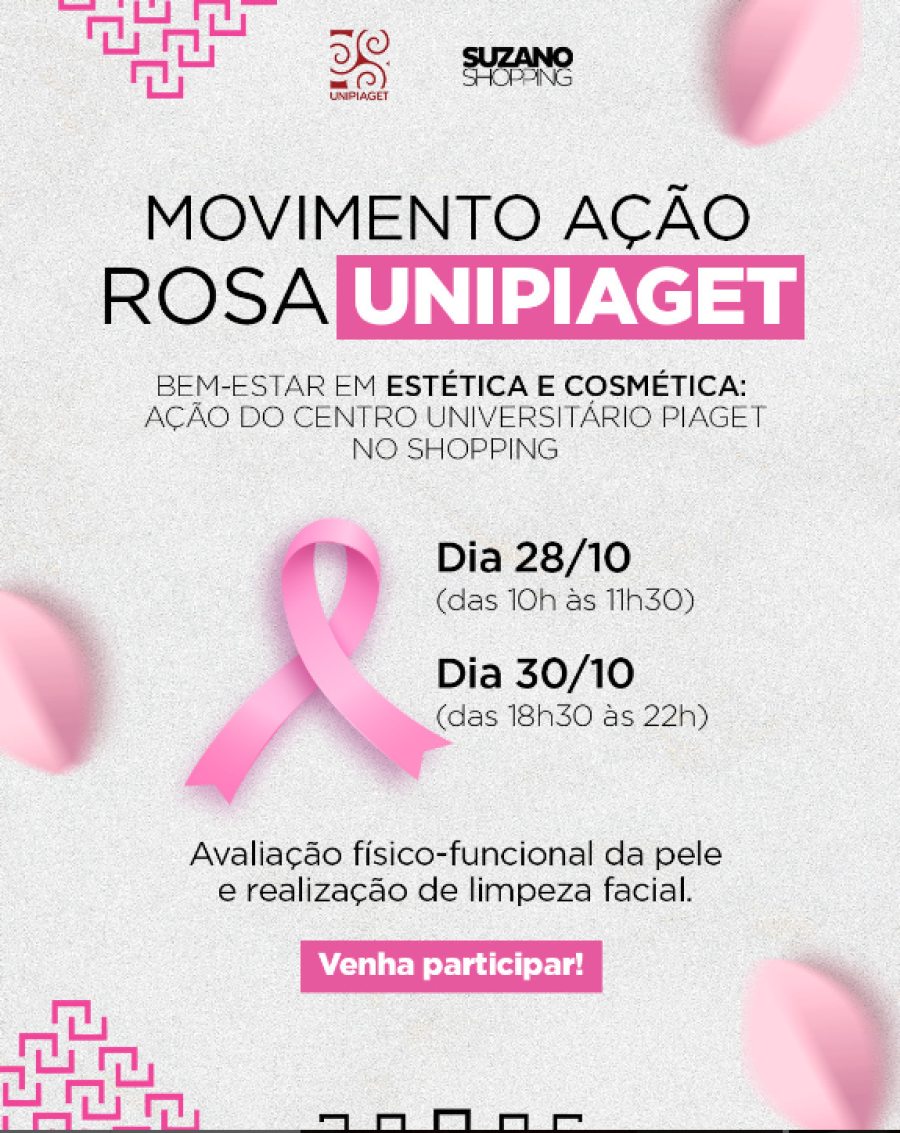 Suzano Shopping faz ação de Outubro Rosa, em parceria com a Unipiaget