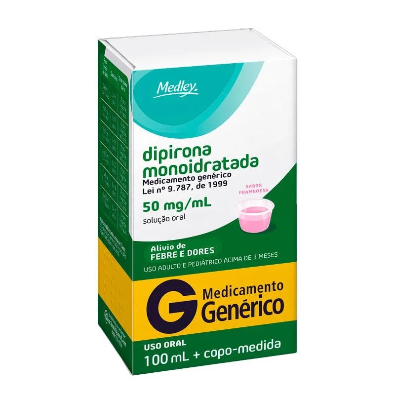 DIPIRONA 50MG COM 100ML SABOR FRAMBOESA - MEDLEY